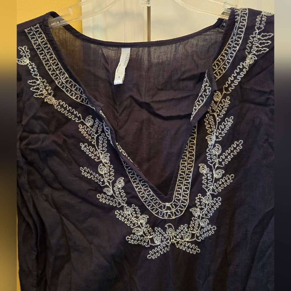 Old Navy Womens Black and White Swim Coverup V Neck Embroidery - Picture 3 of 5